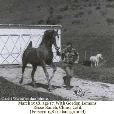 March 1958, age 17. With Gordon Lemons. Resse Ranch, Chino, CA (Ferseyn 1381 in background)